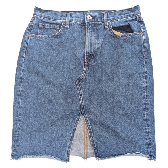 rag & bone Dresses & Skirts - $185 RAG & BONE Denim Midi Skirt Vtg Bloo Raw Hem Front Slit 29 Premium Designer